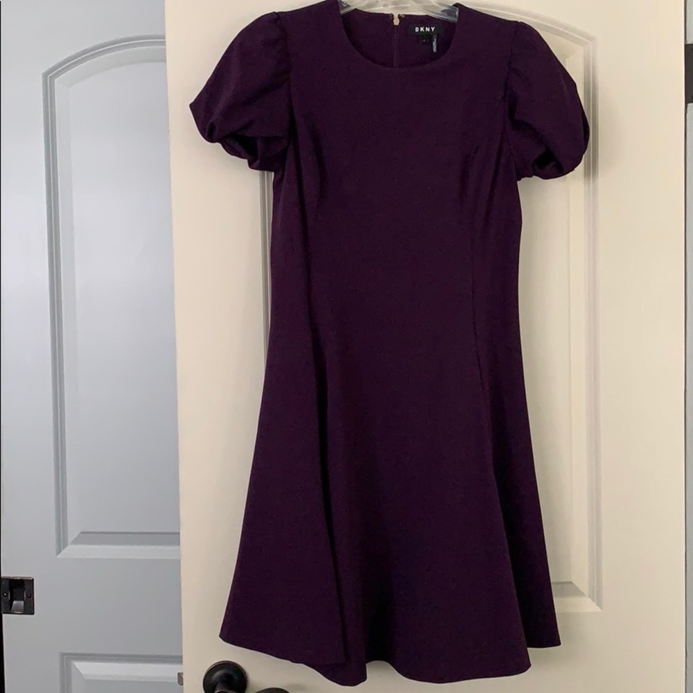 DKNY Purple Puff sleeve dress